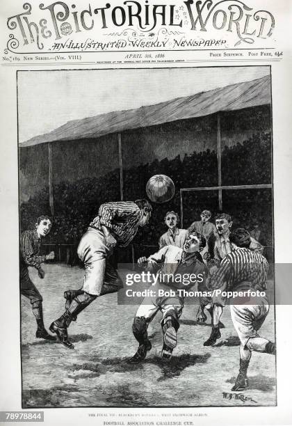 English Cup Final, Blackburn Rovers 0, v West Bromwich Albion 0, at Kennington Oval, This illustration is the front cover of "The Pictorial World"