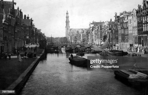 Geography, Europe, Holland, Amsterdam, Prinzen-Gracht, showing the tower of Westerkerk, Circa 1900