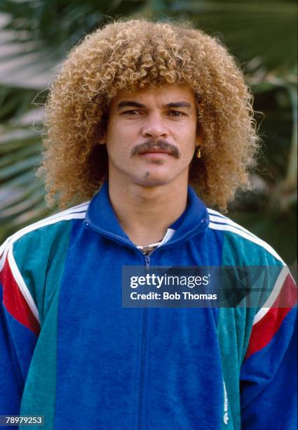 Circa 1989, Colombia's Carlos Valderrama, Carlos Valderrama who was one of the great players won 111 international caps for Colombia