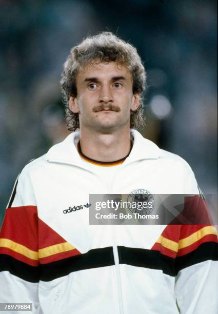 9th September 1987, Friendly International in Dusseldorf, West Germany 3 v England 1, Rudi Voller, West Germany, Rudi Voller won 90 international...