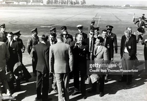 21st May 1962, 1962 World Cup in Chile, The England team arrive in Santiago in preparation for the World Cup, after travelling from Lima where they...
