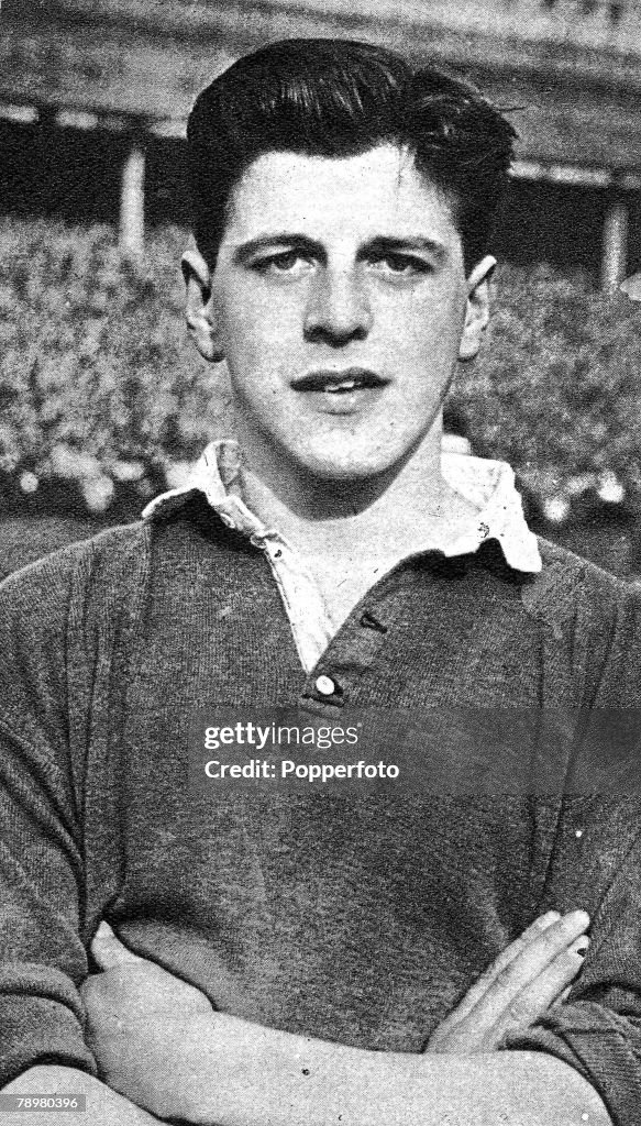 Football. 1958. A portrait of Glasgow Rangers and Scotland International full-back Eric Caldow.