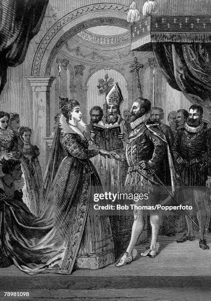 History Illustration, pic: 1600, This illustration shows Henry IV, the King of France being married to Maria de Medici