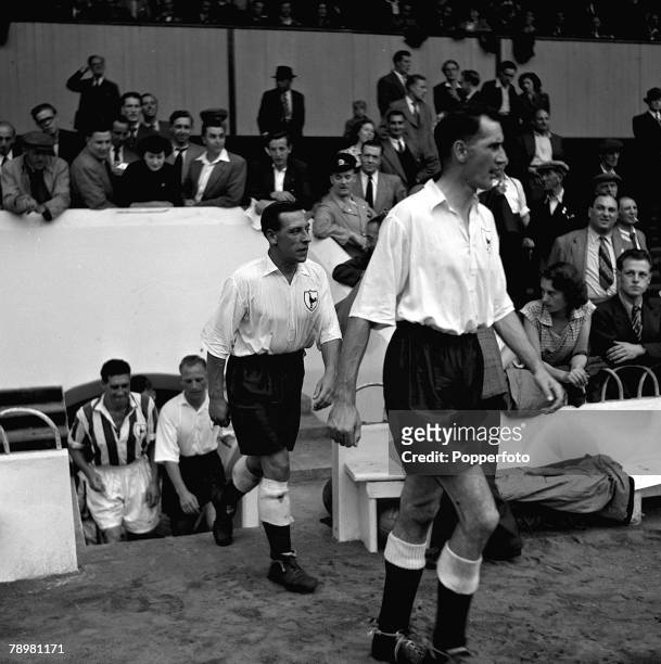 Sport, Football London, England, Tottenham's new players emerge from the players tunnel in front is George Robb behind him is centre-half, Clarke and...