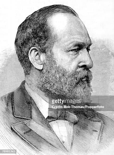 American History Illustration. Politics. pic: circa 1881. James A. Garfield (1831-1881) American politician, the 20th President of the United States 1881. James Garfield a commander in the Union Army during the Civil War was shot and later died shortly af