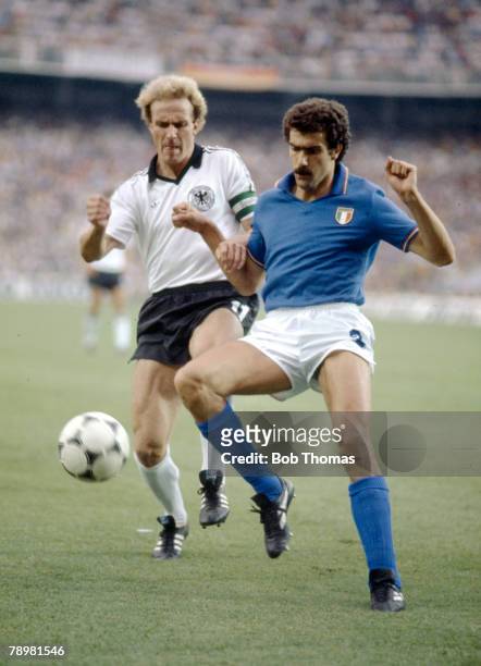 Sport, Football,1982 World Cup Final, Madrid, Spain, 11th July Italy 3 v West Germany 1, Italy's Giuseppe Bergomi battles for the ball with West...
