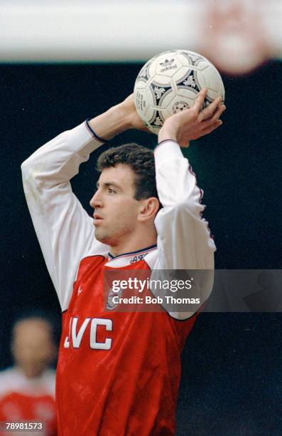 9th March 1991, FA Cup 6th Round, Arsenal 2 v Cambridge United 1, Nigel Winterburn, Arsenal defender 1987-2000, Nigel Winterburn also won 2 England...