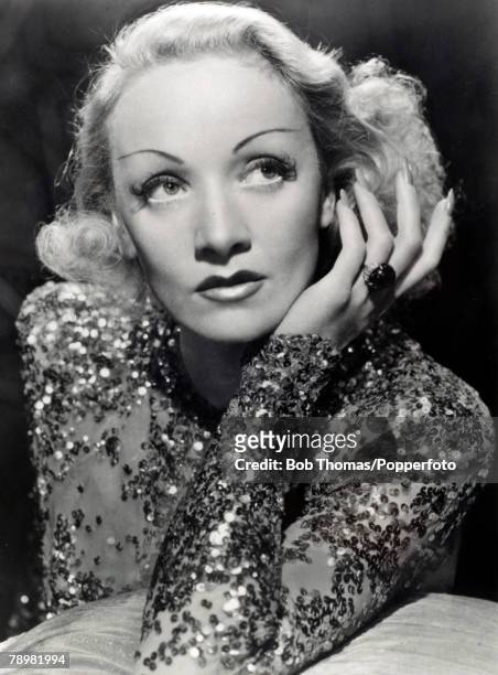 German and American actress and singer, Marlene Dietrich, , circa 1935.