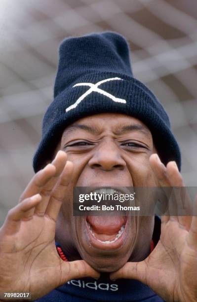 October 1992, Ian Wright, Arsenal and England striker at a training session, Ian Wright won 33 England international caps between 1991-1999