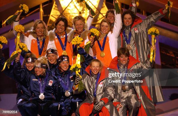 Sport, Winter Olympic Games, Salt Lake City, Utah, USA, 21st February 2002, Cross Country Skiing, Womens 4 x 5 Km Relay, Manuela Henkel, Viola Bauer,...