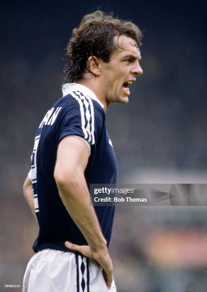 Sport. Football. pic: circa 1980. International Match. Joe Jordan, Scotland, who played in 52 international matches for Scotland between 1973-1982.