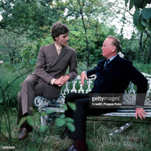 Picture of Godfrey Winn at his Sussex home with his famous film star godson, James Fox