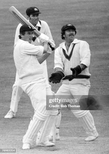 First Test Match at Lord's, England drew with Australia, England batsman Bob Woolmer pulls a ball to the boundary during his match saving innings of...