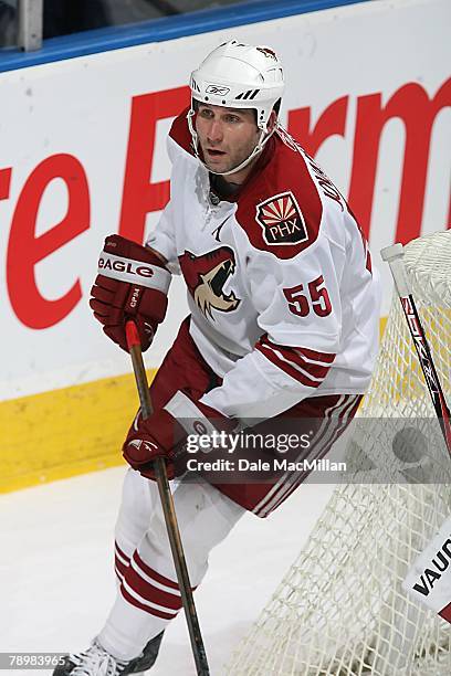 Ed Jovanovski of the Phoenix Coyotes skates during the NHL game against the Edmonton Oilers at the Rexall Place on January 10, 2008 in Edmonton,...