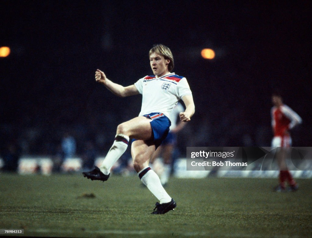 Sport. Football. pic: 23rd February 1983. British Championship at Wembley. England 2 v Wales 1. Derek Statham, England full back, who won 3 England international caps in 1983.