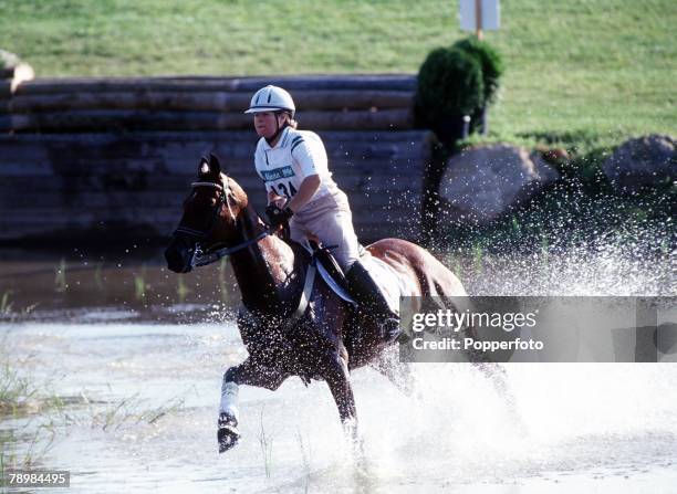 Olympic Games, Atlanta, USA, Equestrian, Team Three Day Eventing, Australia+s Wendy Schaeffer, part of the eventual gold medal winning Australian...