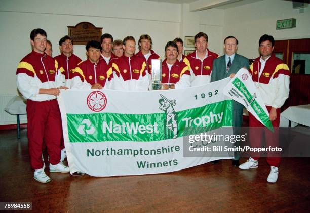 Northamptonshire 1992 NatWest Trophy winners, beating Leicestershire by 8 wickets in the Final at Lord's, Northamptonshire players, Tony Penberthy,...