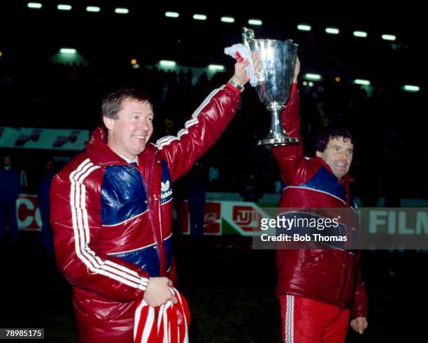 11th May 1983, European Cup Winners Cup Final, Aberdeen Manager Alex Ferguson, left with his assistant Archie Knox parade the European Cup Winners Cup