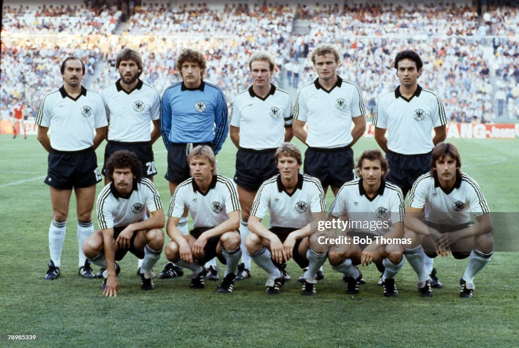 Sport. Football. pic: 29th June 1982. 1982 World Cup Finals in Spain. England 0 v West Germany 0 in Madrid. West Germany team group