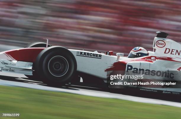 Olivier Panis of France drives the Panasonic Toyota Racing Toyota TF104 Toyota RVX-04 V10 during the Formula One German Grand Prix on 25 July 2004 at...