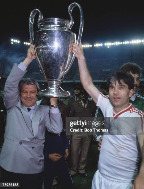 Sport, Football, European Cup Final, Seville, 7th May 1986, Steaua Bucharest 0 v Barcelona 0 Steaua won 2 - 0 on penalties, Bucharest's manager...