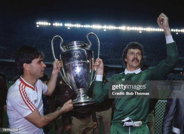 Sport, Football, European Cup Final, Seville, 7th May 1986, Steaua Bucharest 0 v Barcelona 0 Steaua won 2 - 0 on penalties, Bucharest's Anghel...