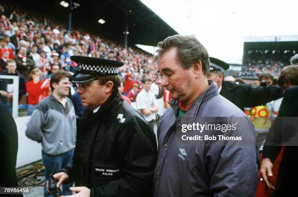 15th April 1989, F.A. Cup Semi-Final at Hillsborough, Liverpool 0,v Nottingham Forest 0, Match Abandoned, Nottingham Forest Manager Brian Clough...