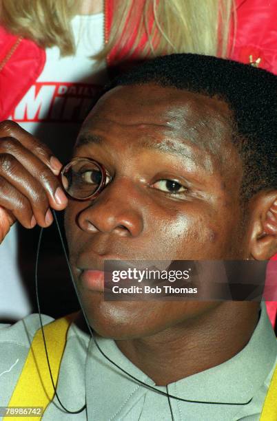 Middleweight Championship at Old Trafford, Manchester, Chris Eubank v Nigel Benn , British champion Chris Eubank with his monocle