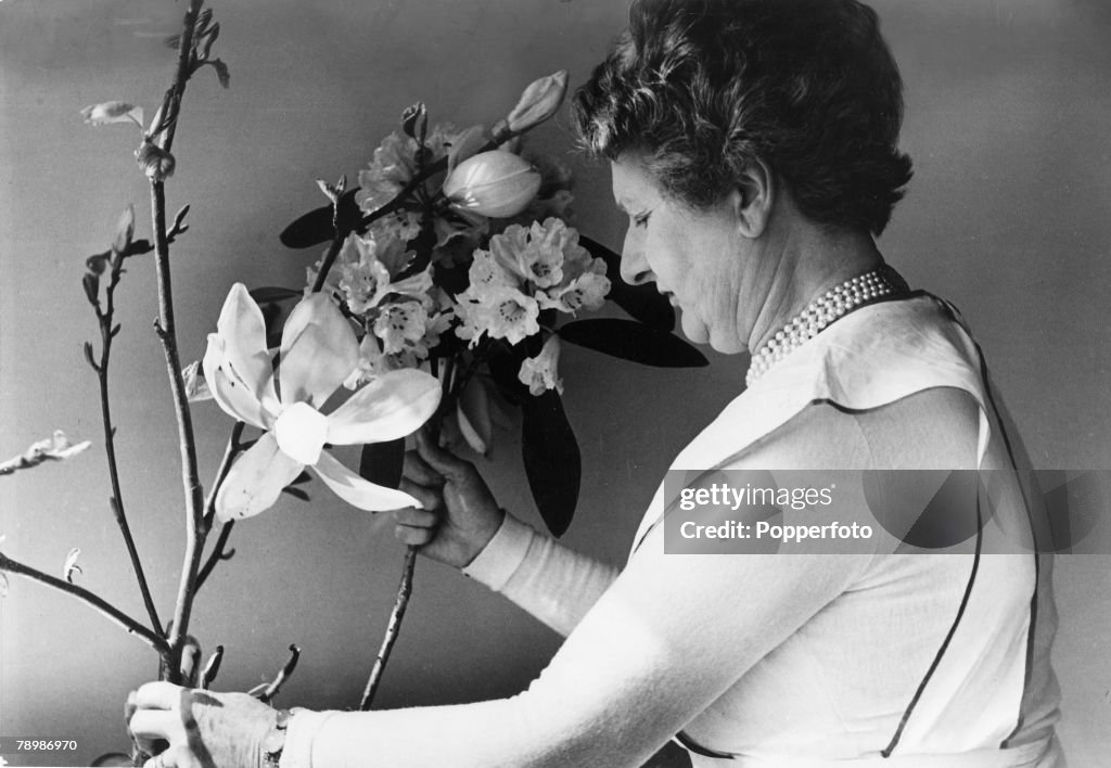 Personalities. England. 1953. Mrs Constance Spry, floral export and famous 'homemaker'.