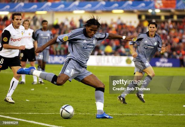 Sport, Football, UEFA Cup Final, Gothenburg, 19th May 2004, Valencia CF 2 v Olympic Marseille 0, Didier Drogba of Marseille