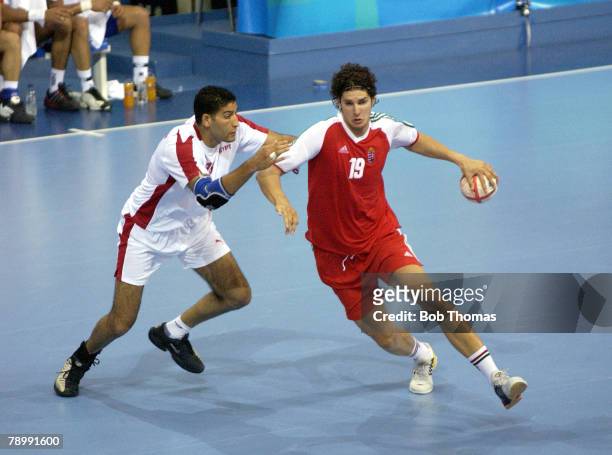 Sport, Olympic Games, Athens, Greece, 14th August 2004, Handball, Hungary 33 v Egypt 28, Laszlo Nagy of Hungary