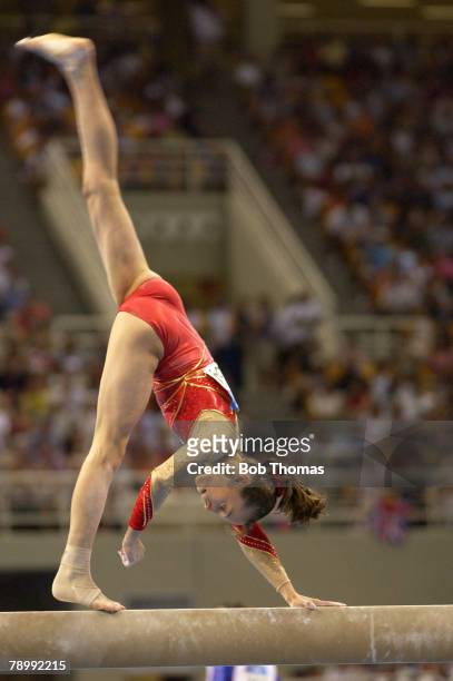 Sport, Olympic Games, Athens, Greece, 19th August 2004, Gymnastics, Womens Individual All Around Final, Beam, Emilie Lepennec, France