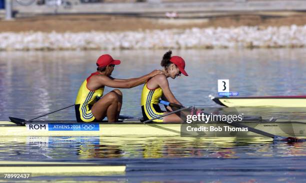 Sport, Olympic Games, Athens, Greece, 21st August 2004, Rowing, Womens Pair Final, Gold medal winners Georgeta Damian & Natallia Helakh of Romania...