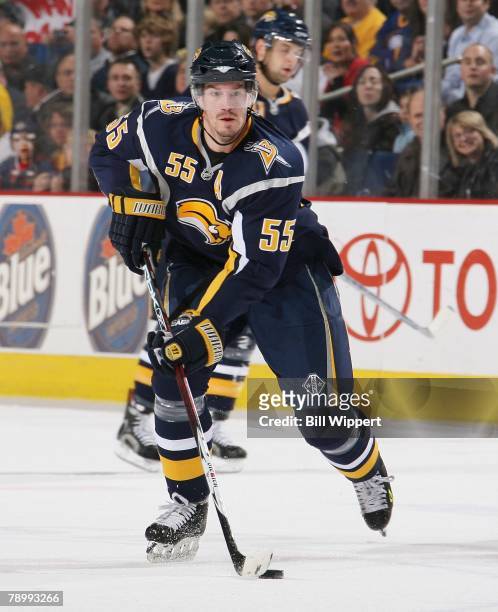 Jochen Hecht of the Buffalo Sabres skates against the New Jersey Devils on January 12, 2008 at HSBC Arena in Buffalo, New York.