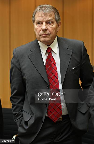 Klaus Volkert, former chairman of the Works Council at Volkswagen AG, arrives at court in the current Volkswagen embezzlement trial January 15, 2008...