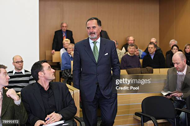 Former Volkswagen head Bernd Pischetsrieder arrives at court to testify in the current Volkswagen embezzlement trial January 15, 2008 in...