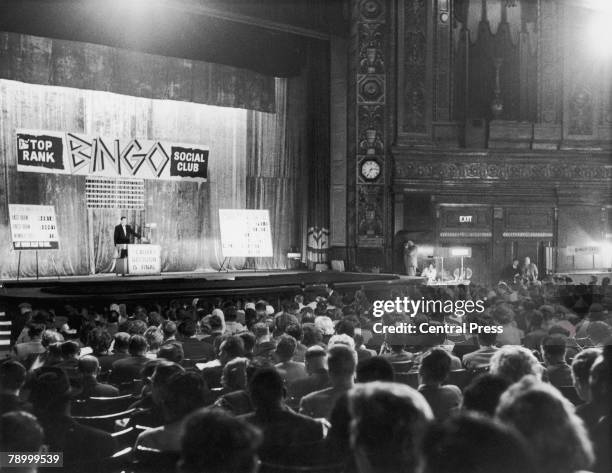 Bingo session in progress at the Trocadero Cinema in the Elephant and Castle district of London, circa 1960.