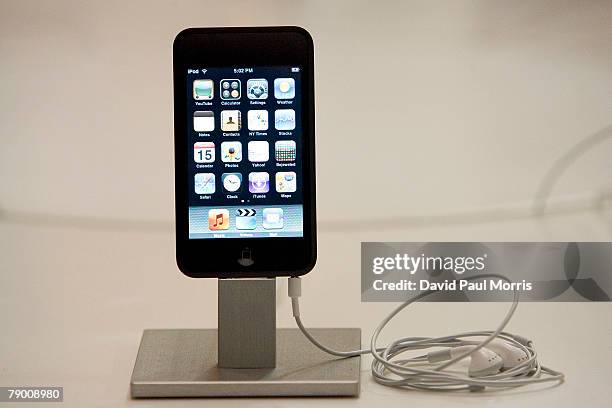The iPod touch is on display at the the Moscone Center at the 2008 Macworld Conference and Expo January 15, 2007 in San Francisco, California. The...