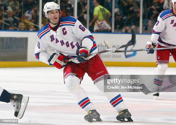 Jaromir Jagr of the New York Rangers skates during the NHL game against the New York Islanders at the Nassau Coliseum on November 6, 2007 in...