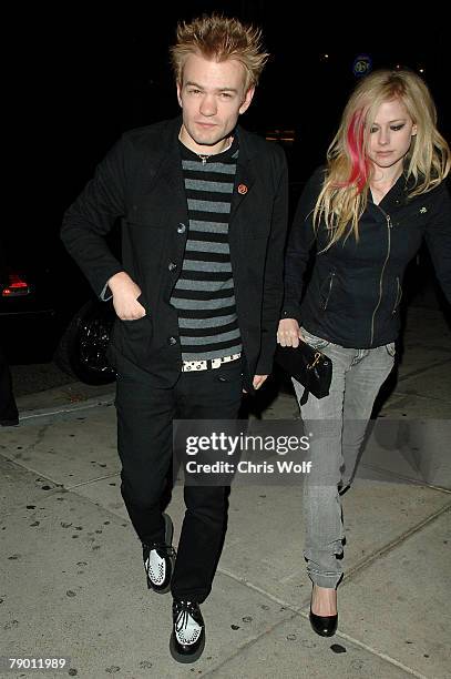 Singer Avril Lavigne and musician, husband Derrick Whibley sighting at Koi on January 15, 2008 in Los Angeles, California