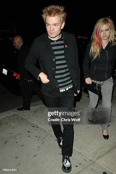 Singer Avril Lavigne and musician, husband Derrick Whibley sighting at Koi on January 15, 2008 in Los Angeles, California