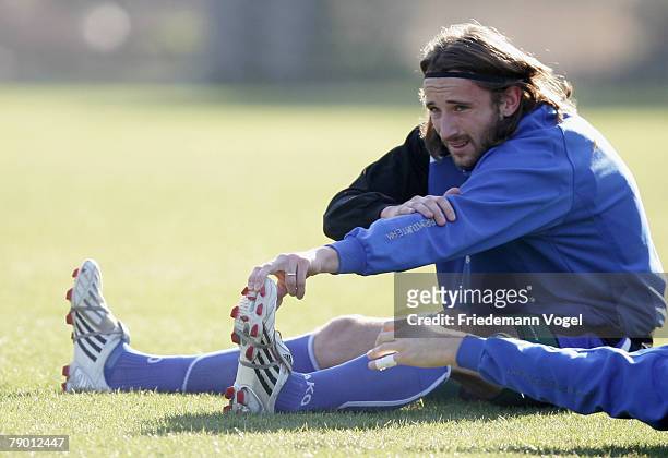 Joshua Kennedy warms up during the Training Camp of Karlsruher SC at the Gloria Verde Hotel on January 16, 2008 in Belek, Turkey.