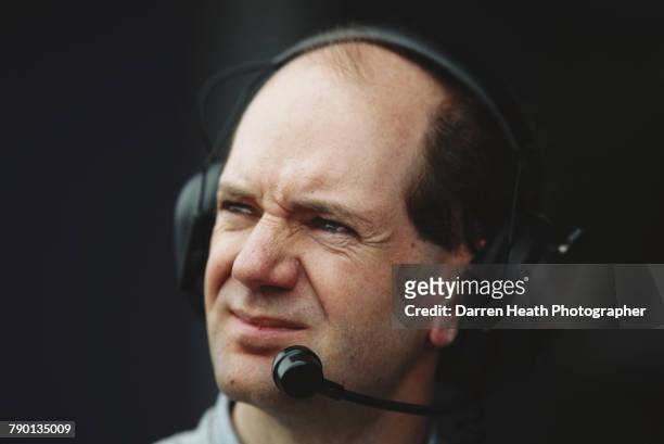 Adrian Newey, designer and technical director for the McLaren F1 Team during the Formula One Australian Grand Prix on 13 September 1998 at the...
