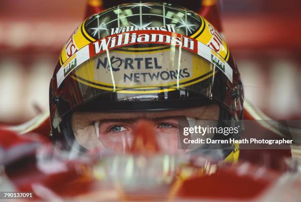 Ralf Schumacher of Germany sits aboard the Winfield Williams Williams FW21 Supertec V10 during practice for the Formula One British Grand Prix on 13...