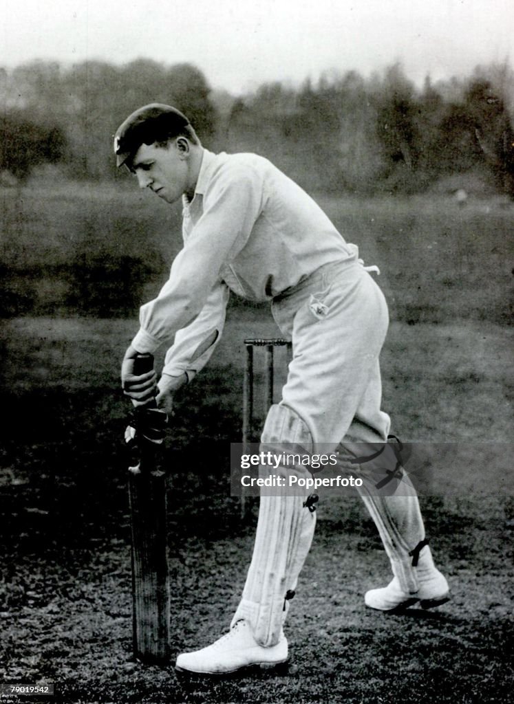 Sport. Cricket. Circa 1900. Francis Henry Bateman-Champain, Gloucestershire, (1895-1914) and he was also a blue at Oxford University for 4yrs, (1897-1900).