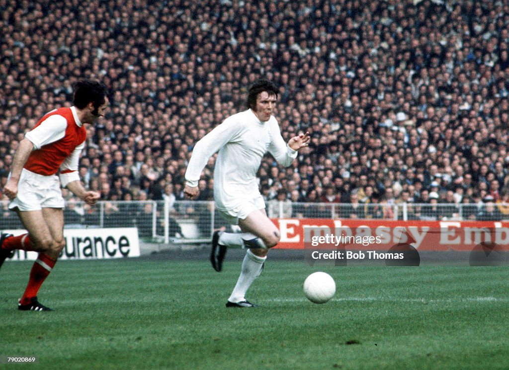 Football. 1972 FA Cup Final. Wembley Stadium. 6th May, 1972. Leeds United 1 v Arsenal 0. Leeds United+s Eddie Gray on the ball.