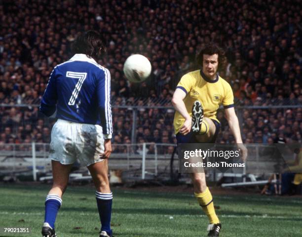 Football, 1978 FA Cup Final, Wembley, Ipswich Town 1 v Arsenal 0, 6th May Arsenal's Liam Brady plays the ball past Ipswich Town+s Roger Osborne