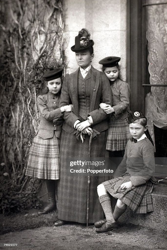 British Royalty. Circa 1900. A portrait of H.R.H.The Duchess of Connaught (formerly Princess Louise Margaret of Prussia) pictured with her three children.