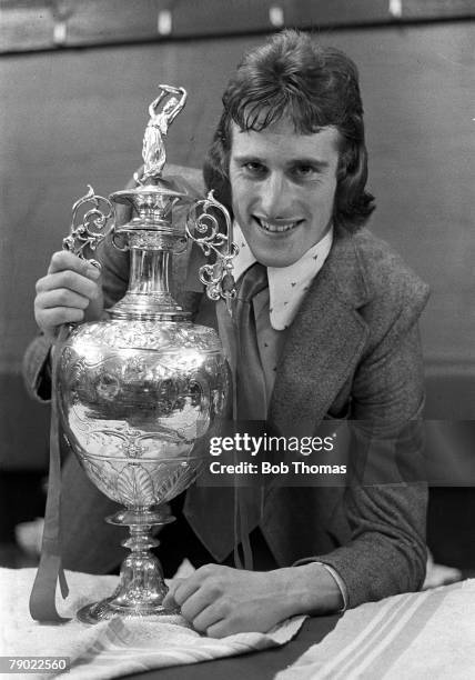 Football, England, League Division One, 28th April 1973, Liverpool 0 v Leicester City 0, Liverpool goalkeeper Ray Clemence holds the League...