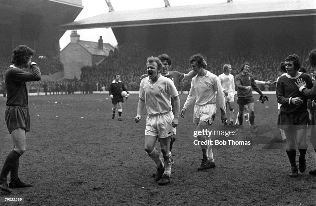 Sport. Football. Anfield, Liverpool, England. 23rd April 1973. League Division One. Liverpool 2 v Leeds United 0. Leeds United's Billy Bremner shouts out in disappointment as Liverpool win the League Championship.